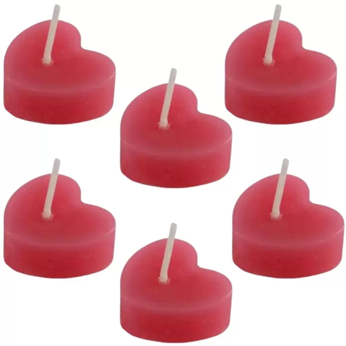 Vela Decorativa Em Formato De Coração Com 6 Unid.