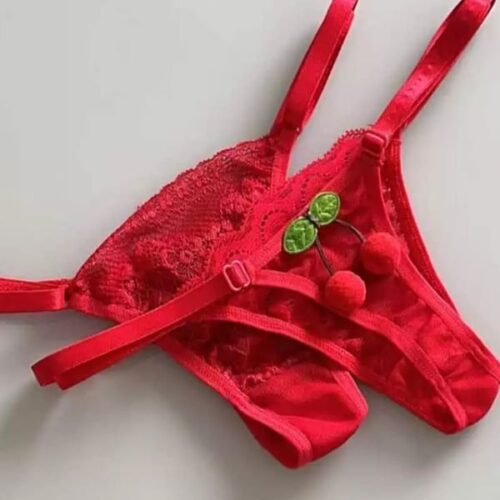 Calcinha Fio Dental String Cerejinha  Vermelha