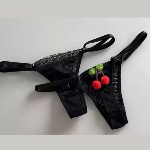 Calcinha Fio Dental String Cerejinha  Preta