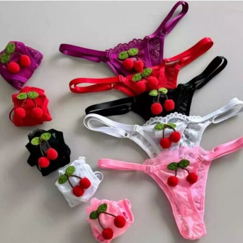 Calcinha Fio Dental String Cerejinha branca